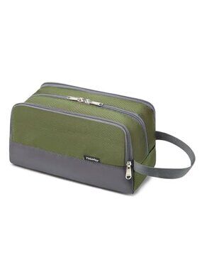 Boys Kids Toiletry Bag Army Green Travel Dopp Kit Mesh Gym Camping Organizer